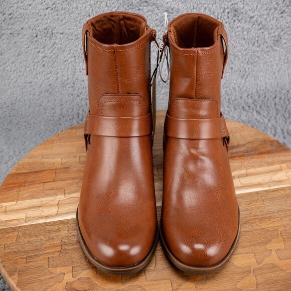 FRYE & CO Elodie Harness Ankle Boots Moto Brush Brown Women's 6.5 M - Picture 2 of 7